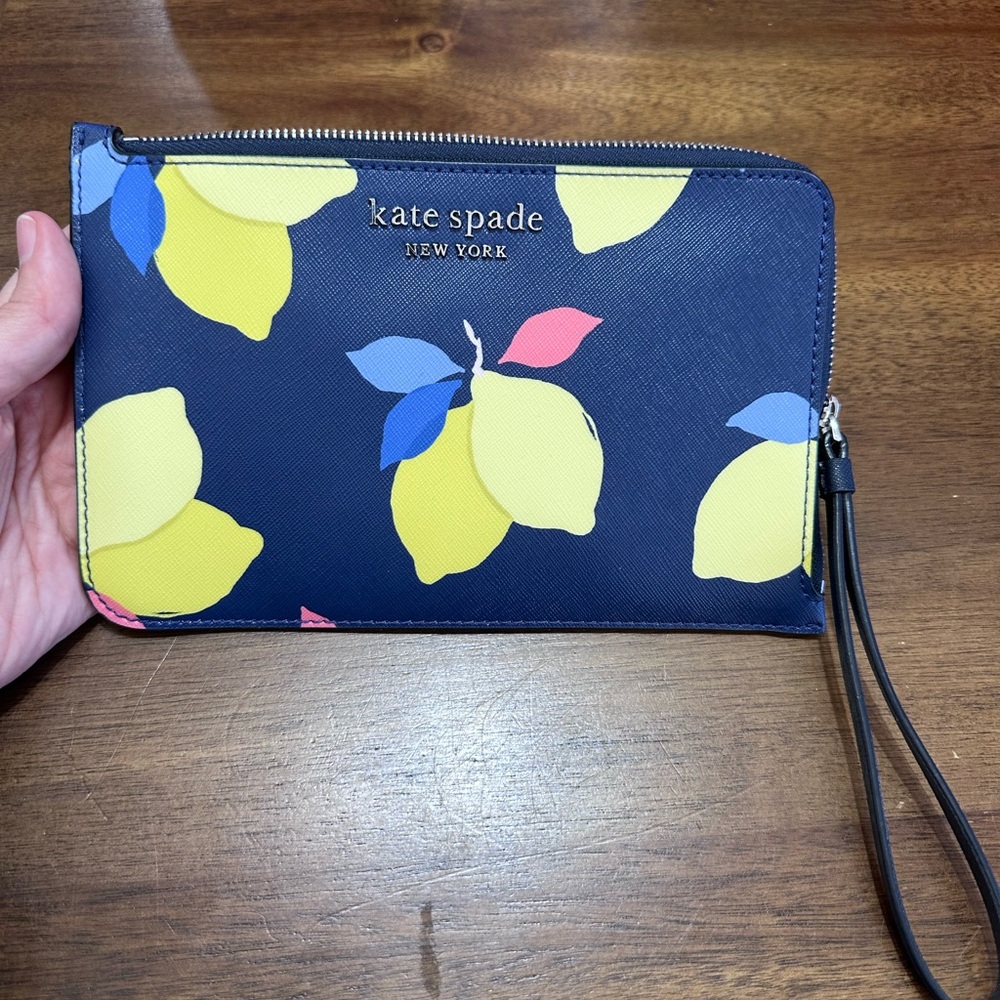 Kate Spade Navy Wristlet with Lemon Design